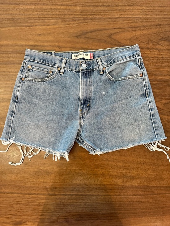 Levi's Straight Fit Raw Hem Denim Shorts - Medium Blue - Picture 5 of 5